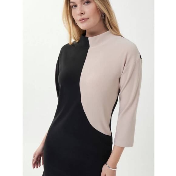 Joseph Ribkoff Women's Black Sand Dress Size 12 Color Block Contemporary - Picture 3 of 12
